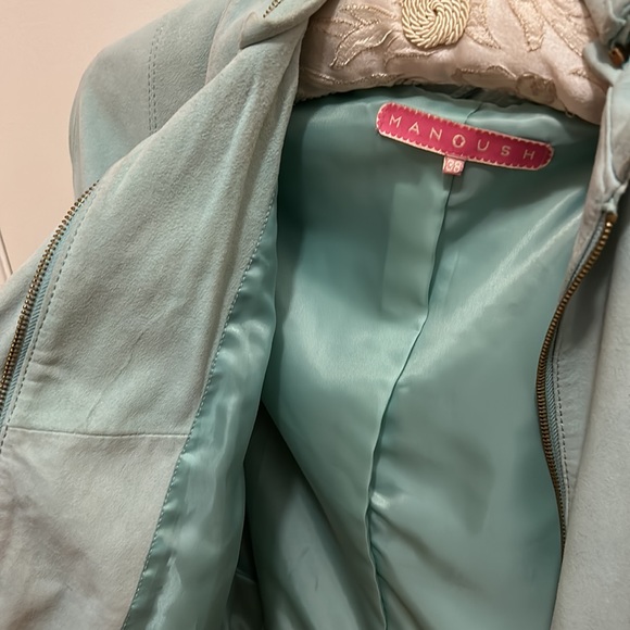 Manoush mint green suede bomber jacket bought in Cannes Size 38 - Picture 6 of 7